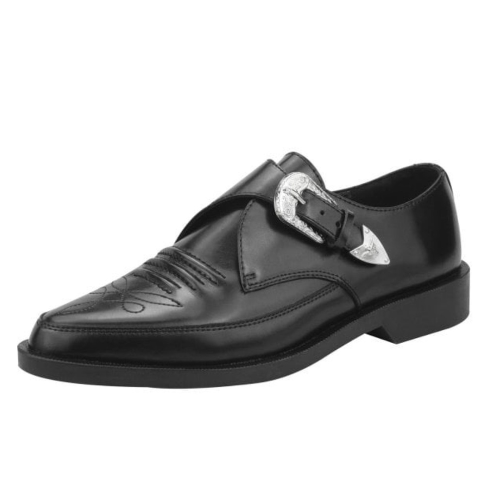 T.U.K. - Men's Western Buckle Loafer - A8652 - Black Leather Jam - Saint Laurent